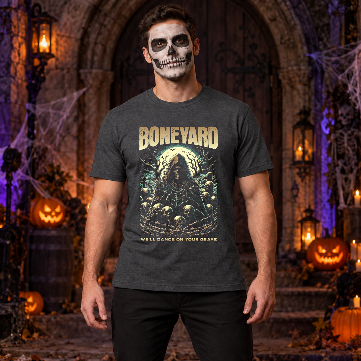 Boneyard T-Shirt – Dark Editorial Graphic Design Graphic Tee - Color: dark heather