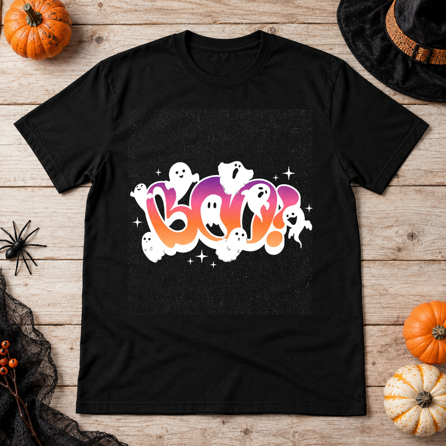 Boo! T-Shirt – Funny Halloween Streetwear Graphic Graphic Tee - Color: black