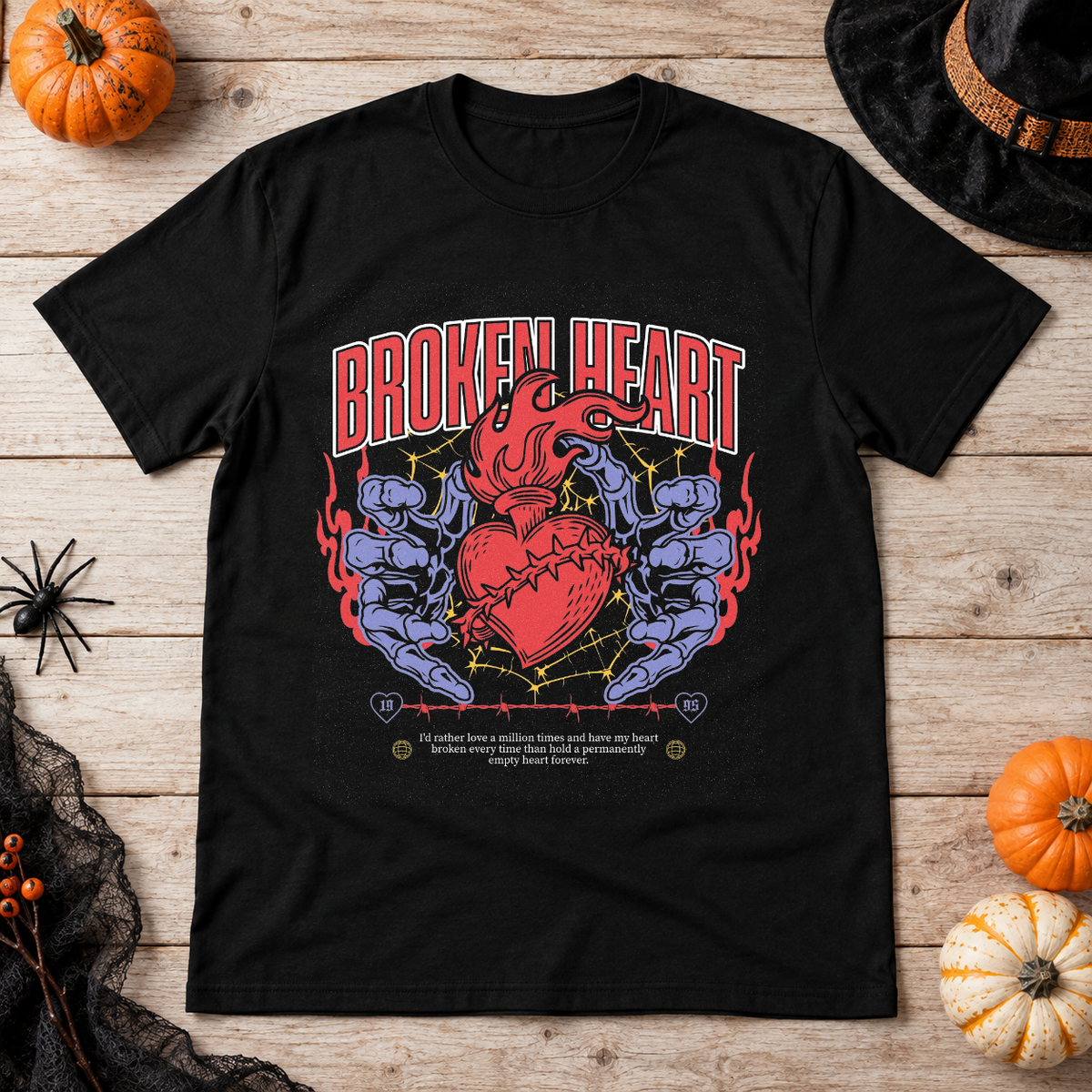Broken Heart T-Shirt – Dark Editorial Graphic Design Graphic Tee - Color: black