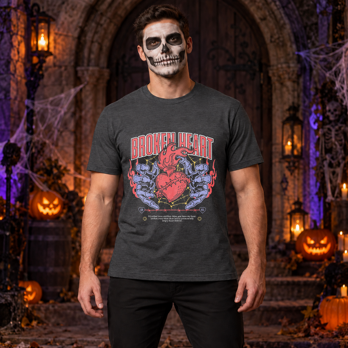 Broken Heart T-Shirt – Dark Editorial Graphic Design Graphic Tee - Color: dark heather