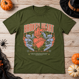 Broken Heart T-Shirt – Dark Editorial Graphic Design Graphic Tee - Color: military green
