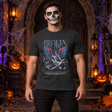 Broken T-Shirt – Dark Editorial Graphic Design Graphic Tee - Color: charcoal