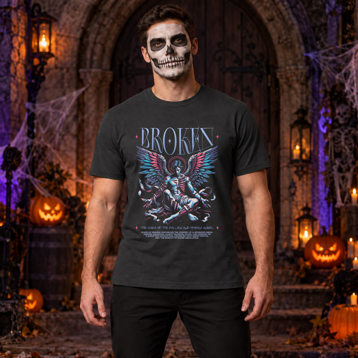 Broken T-Shirt – Dark Editorial Graphic Design Graphic Tee - Color: charcoal