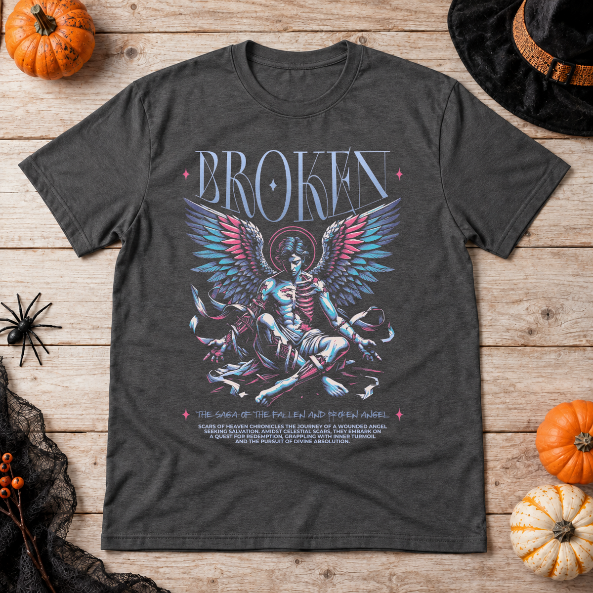 Broken T-Shirt – Dark Editorial Graphic Design Graphic Tee - Color: dark heather