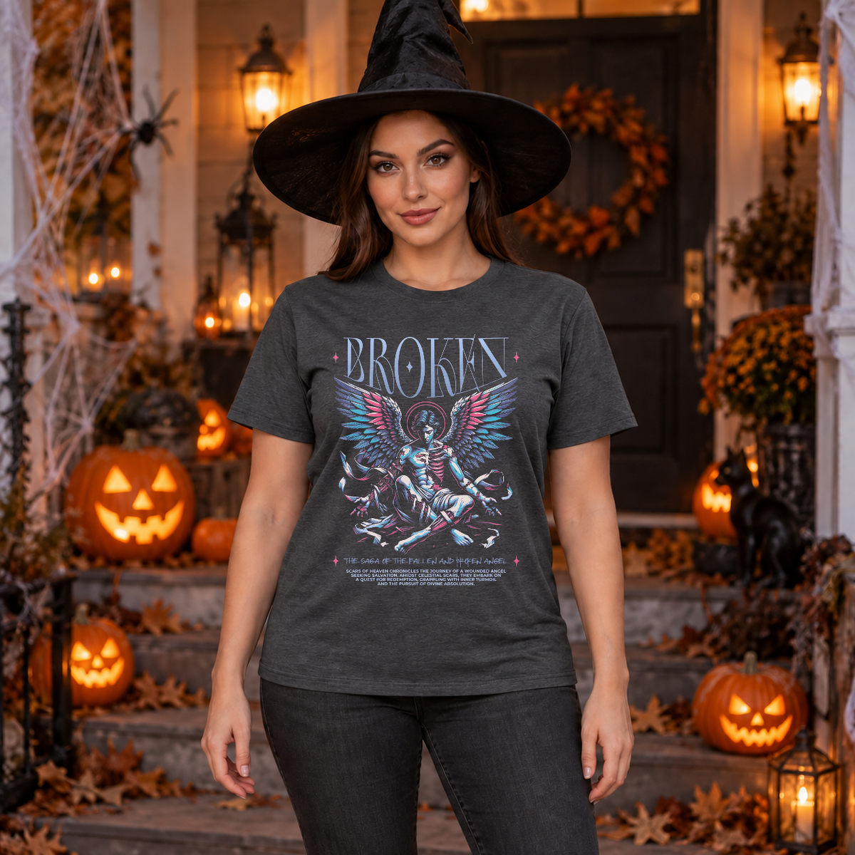 Broken T-Shirt – Dark Editorial Graphic Design Graphic Tee - Color: dark heather