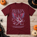 Broken T-Shirt – Dark Editorial Graphic Design Graphic Tee - Color: maroon