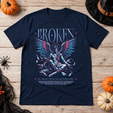 Broken T-Shirt – Dark Editorial Graphic Design Graphic Tee - Color: navy