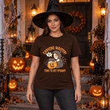 Carving Master Time To Get Spooky Pumpkin T-Shirt – Halloween Streetwear Graphic Graphic Tee - Color: chocolate