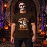 Carving Master Time To Get Spooky Pumpkin T-Shirt – Halloween Streetwear Graphic Graphic Tee - Color: chocolate
