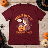 Carving Master Time To Get Spooky Pumpkin T-Shirt – Halloween Streetwear Graphic Graphic Tee - Color: maroon