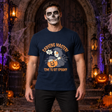 Carving Master Time To Get Spooky Pumpkin T-Shirt – Halloween Streetwear Graphic Graphic Tee - Color: navy