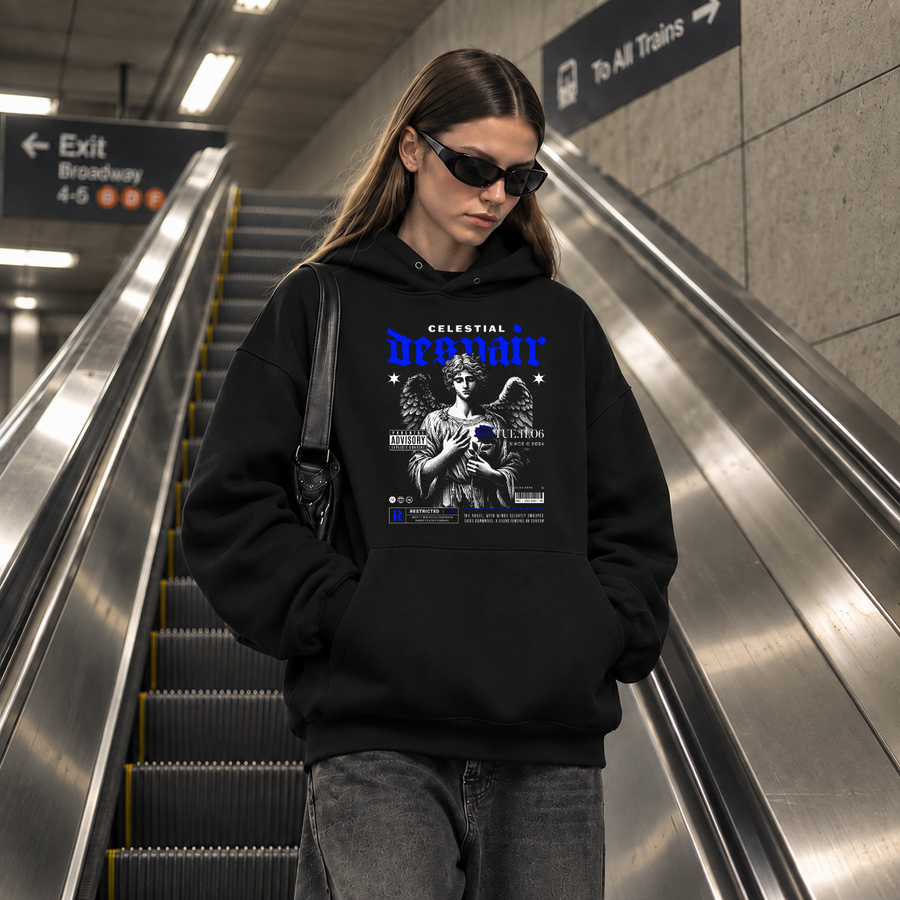 Celestial Despair Hoodie – Dark Editorial / Gothic Streetwear Hoodie - Color: black