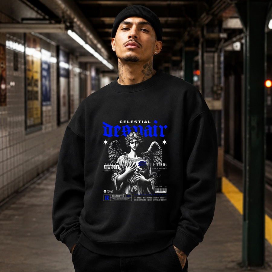 Celestial Despair Sweatshirt – Dark Editorial / Gothic Streetwear Sweatshirt - Color: black