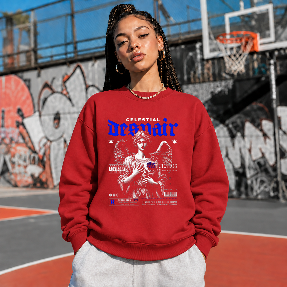 Celestial Despair T-Shirt – Dark Editorial / Gothic Streetwear Tee - Color: red
