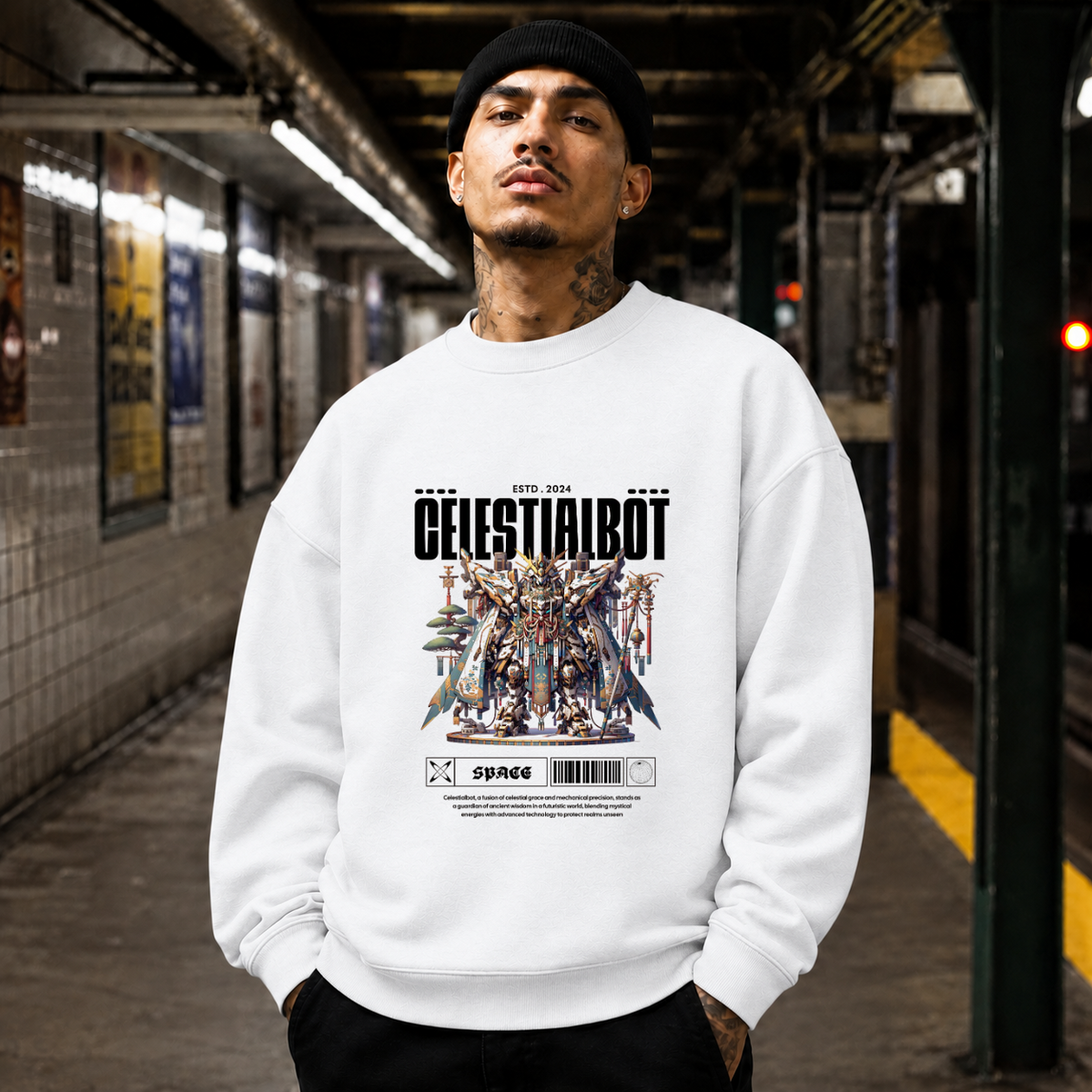 Celestialbot Ancient Armor Robot T-Shirt – Contemporary Gothic Graphic Design Tee - Color: ash