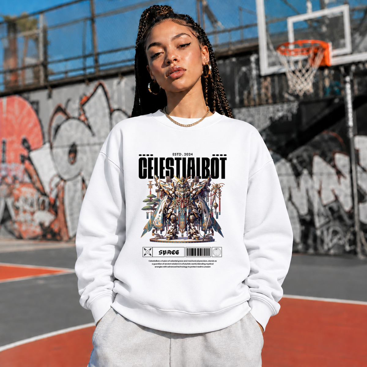 Celestialbot Ancient Armor Robot T-Shirt – Contemporary Gothic Graphic Design Tee - Color: white