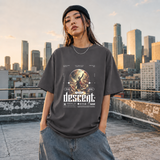 Chained Descent Warrior T-Shirt – Dark Art / Renaissance Aesthetic Graphic Tee - Color: Charcoal