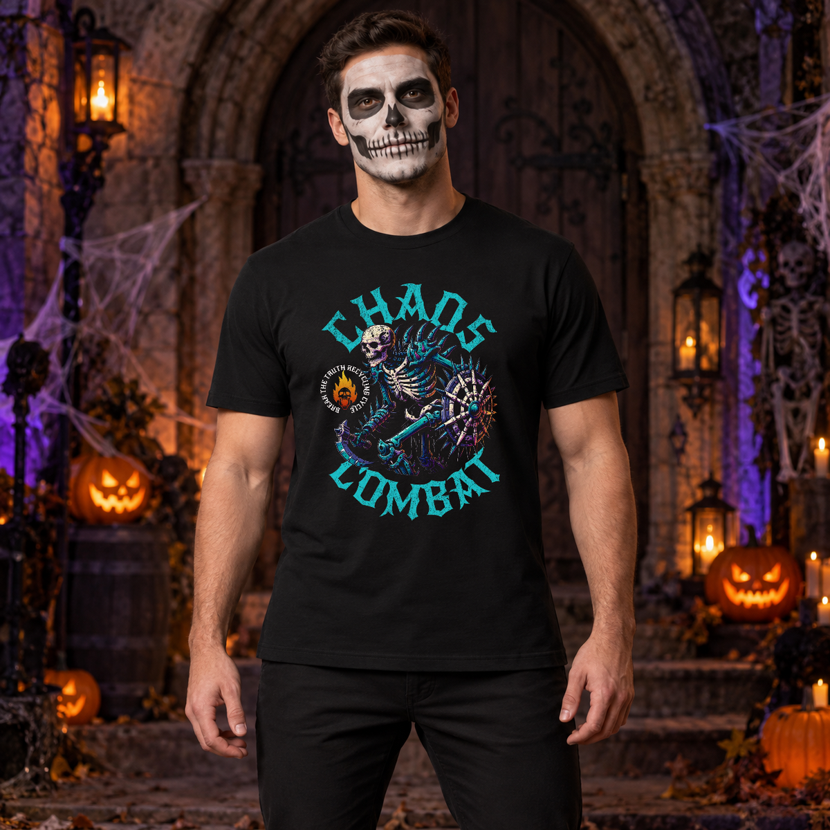 Chaos Combat T-Shirt – Dark Editorial Graphic Design Graphic Tee - Color: black