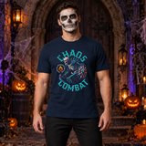 Chaos Combat T-Shirt – Dark Editorial Graphic Design Graphic Tee - Color: navy
