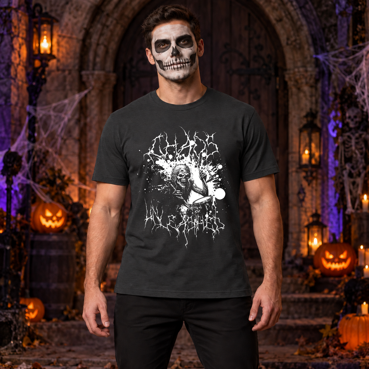 Chaos Unleashed T-Shirt – Dark Editorial Graphic Design Graphic Tee - Color: charcoal