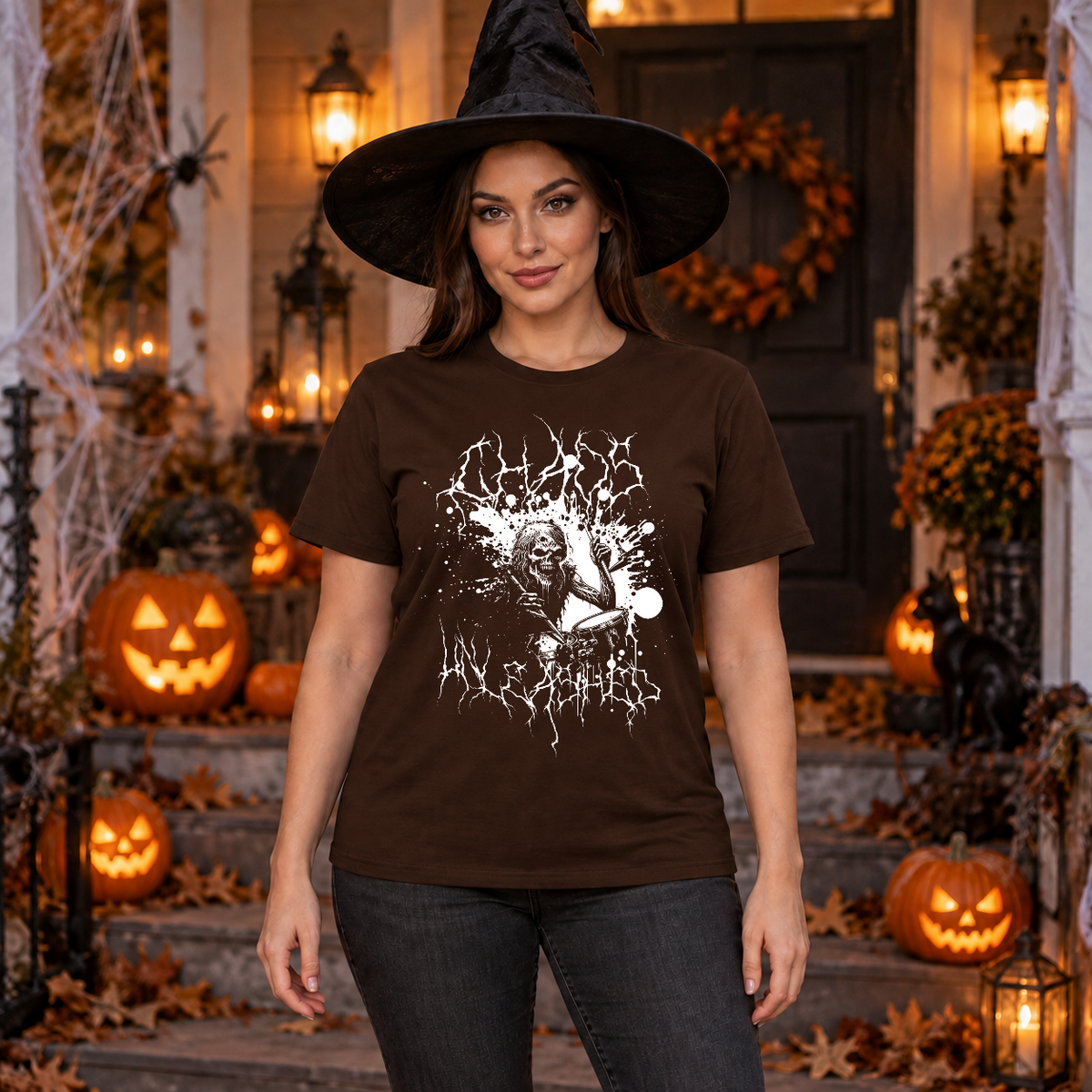 Chaos Unleashed T-Shirt – Dark Editorial Graphic Design Graphic Tee - Color: chocolate