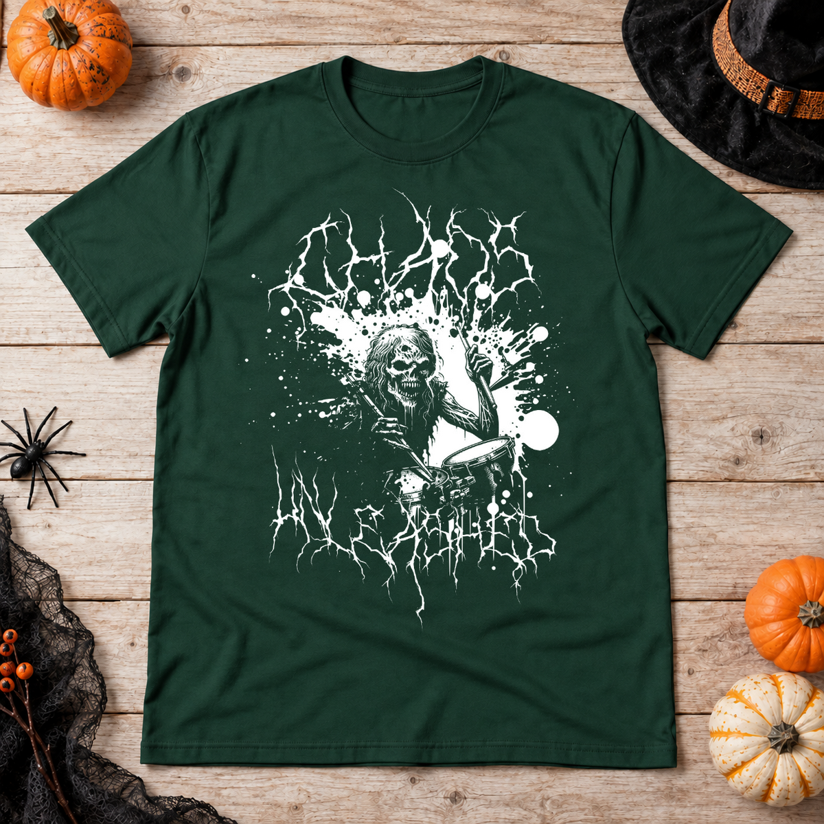 Chaos Unleashed T-Shirt – Dark Editorial Graphic Design Graphic Tee - Color: forest green