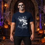 Chaos Unleashed T-Shirt – Dark Editorial Graphic Design Graphic Tee - Color: navy