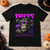 Chimpanzee Trippy T-Shirt – Dark Editorial Graphic Design Graphic Tee - Color: black