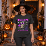 Chimpanzee Trippy T-Shirt – Dark Editorial Graphic Design Graphic Tee - Color: charcoal