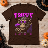 Chimpanzee Trippy T-Shirt – Dark Editorial Graphic Design Graphic Tee - Color: chocolate