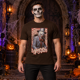 Clown Graphic T-Shirt – Dark Editorial Graphic Design Graphic Tee - Color: chocolate