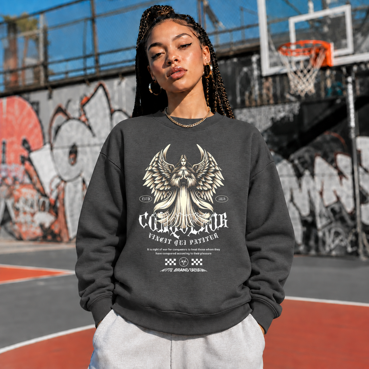 Conqueror Compassion Angel T-Shirt – Dark Art / Renaissance Aesthetic Graphic Tee - Color: dark heather