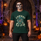 Cowboy Killer T-Shirt – Dark Editorial Graphic Design Graphic Tee - Color: forest green