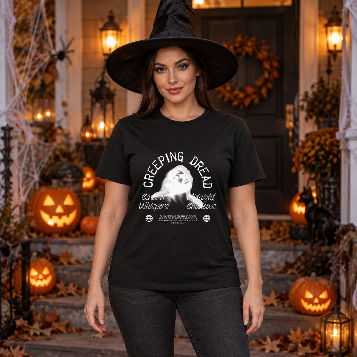 Creeping Dread T-Shirt – Classic Halloween Graphic Design Graphic Tee - Color: black