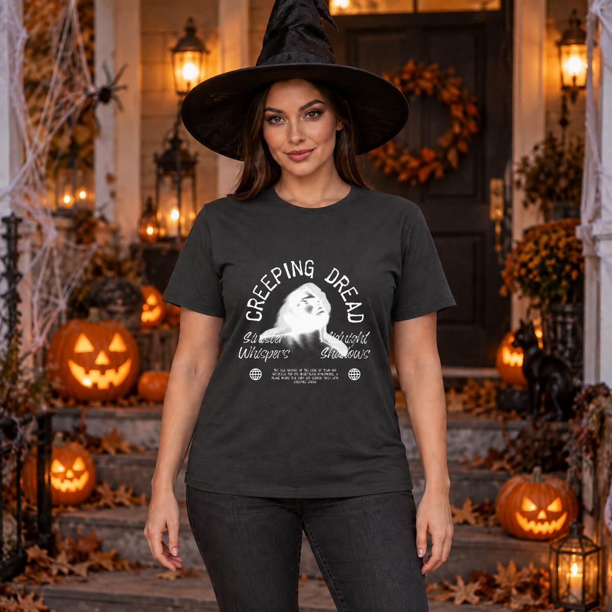 Creeping Dread T-Shirt – Classic Halloween Graphic Design Graphic Tee - Color: charcoal