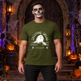Creeping Dread T-Shirt – Classic Halloween Graphic Design Graphic Tee - Color: military green