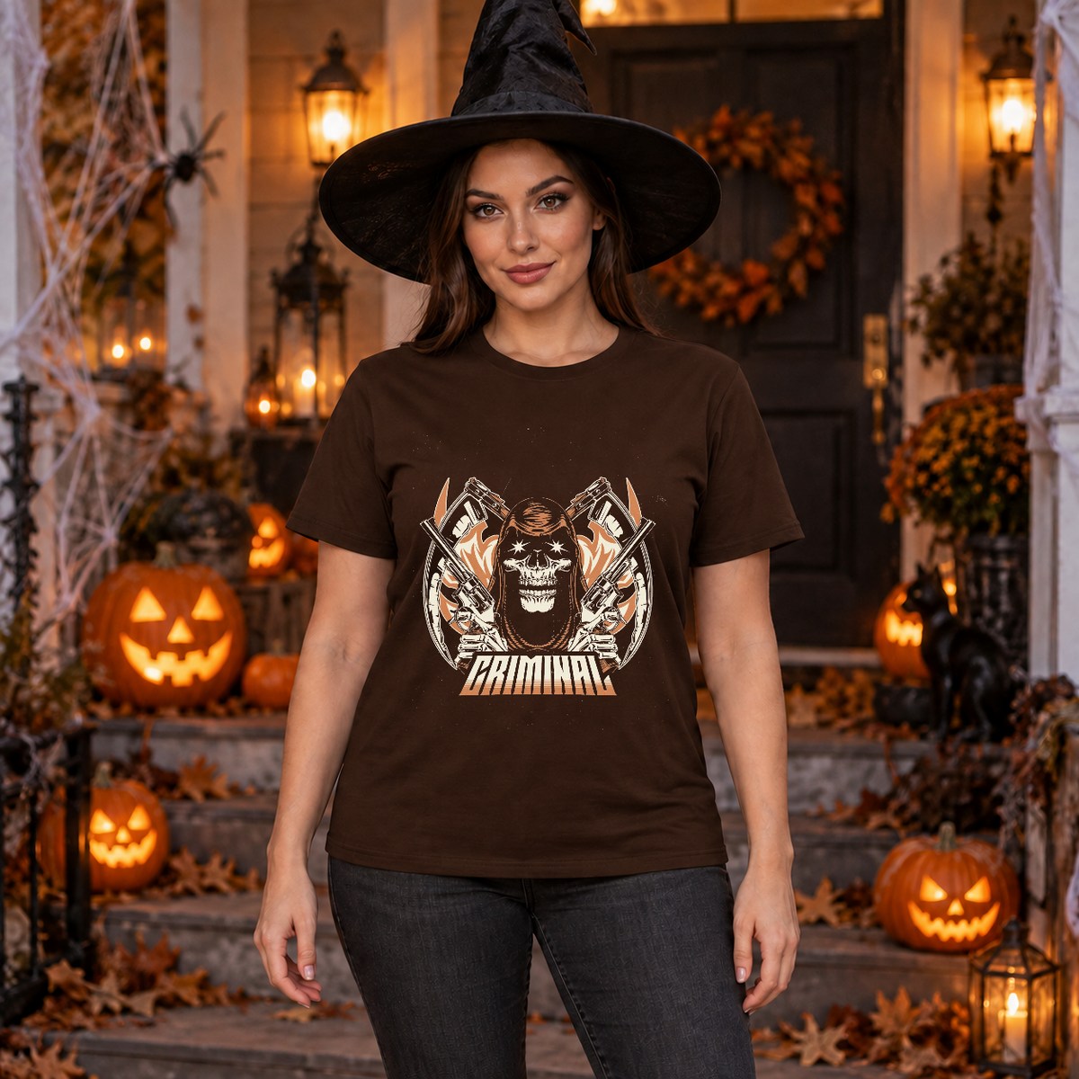 Criminal T-Shirt – Dark Editorial Graphic Design Graphic Tee - Color: chocolate