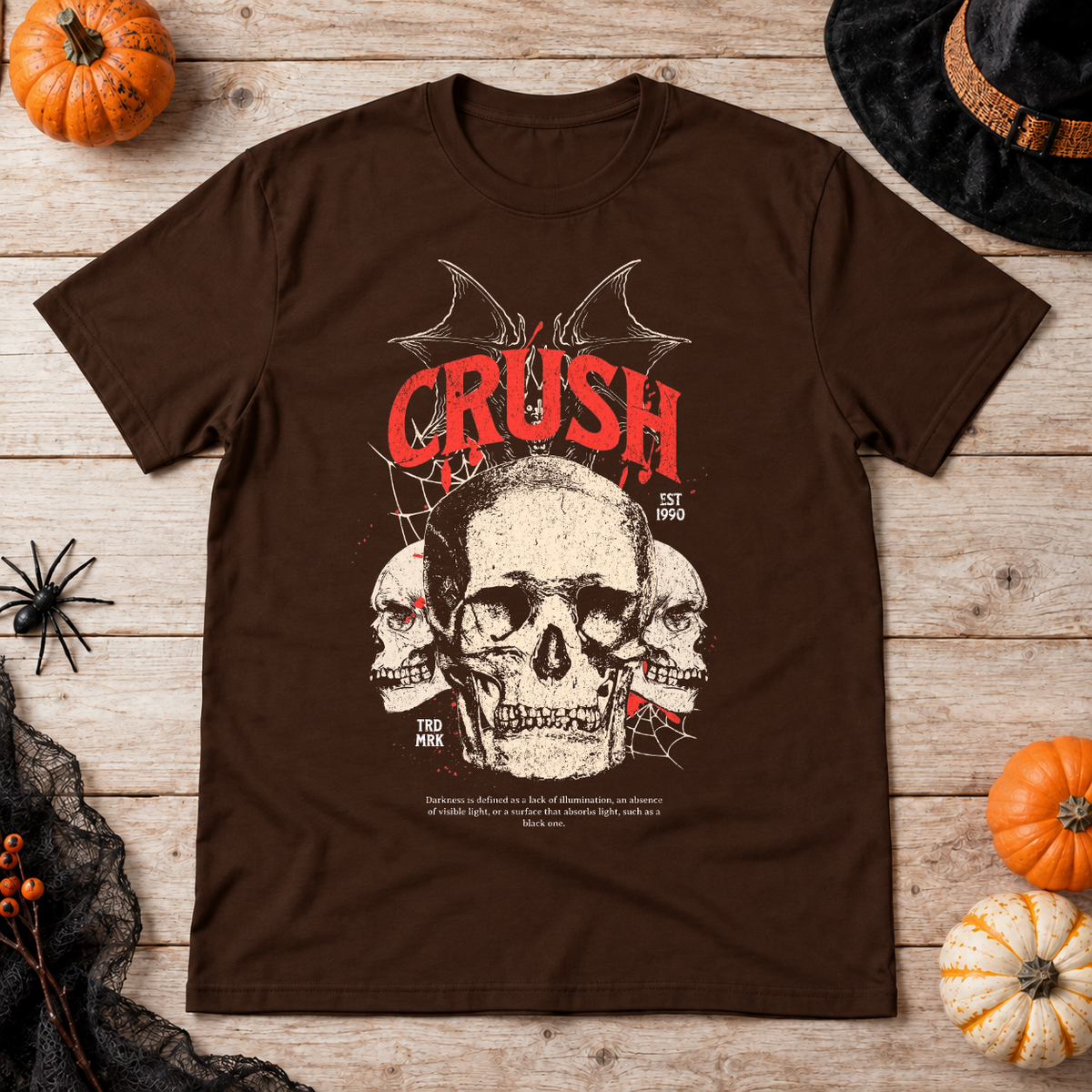 Crush T-Shirt – Dark Editorial Graphic Design Graphic Tee - Color: chocolate