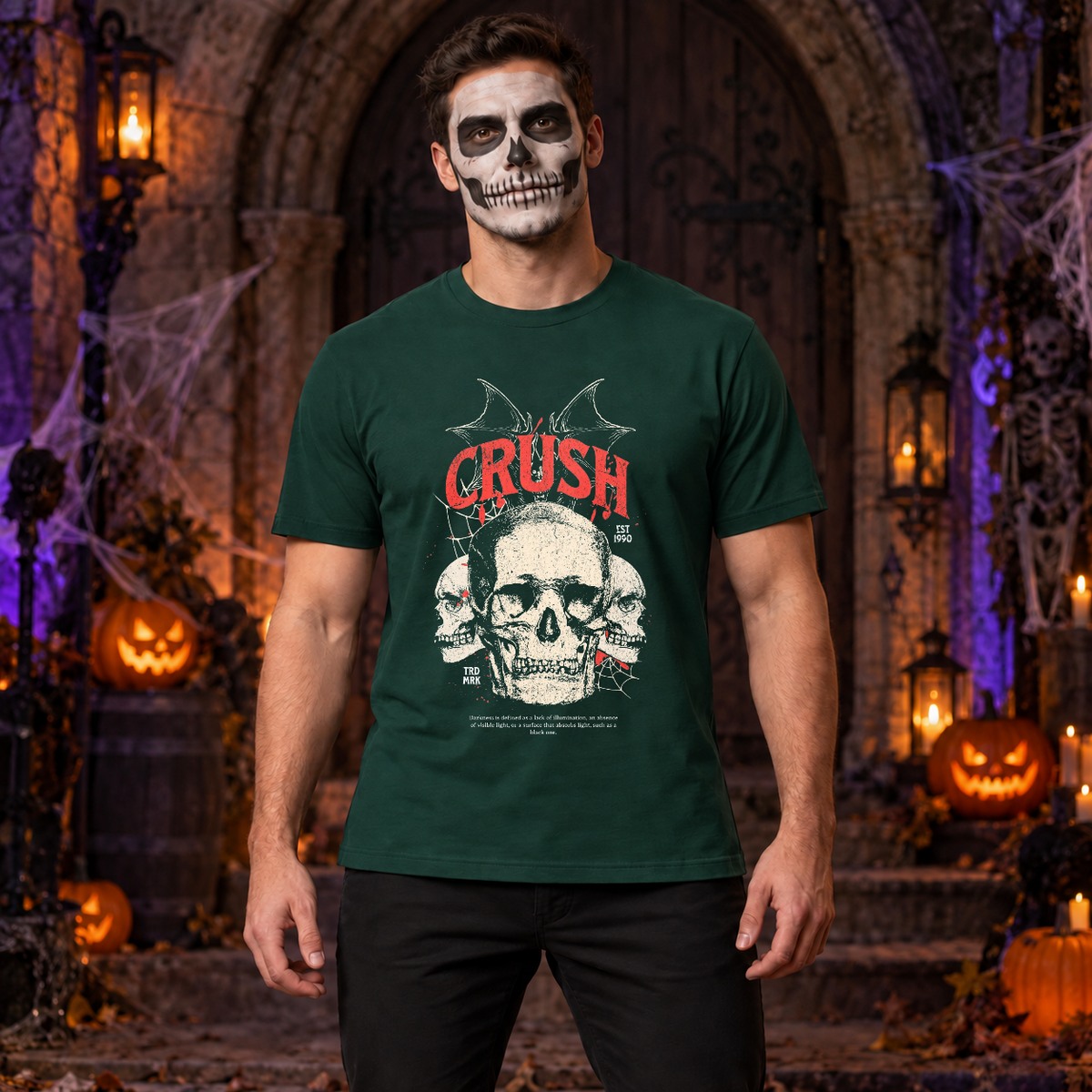 Crush T-Shirt – Dark Editorial Graphic Design Graphic Tee - Color: forest green