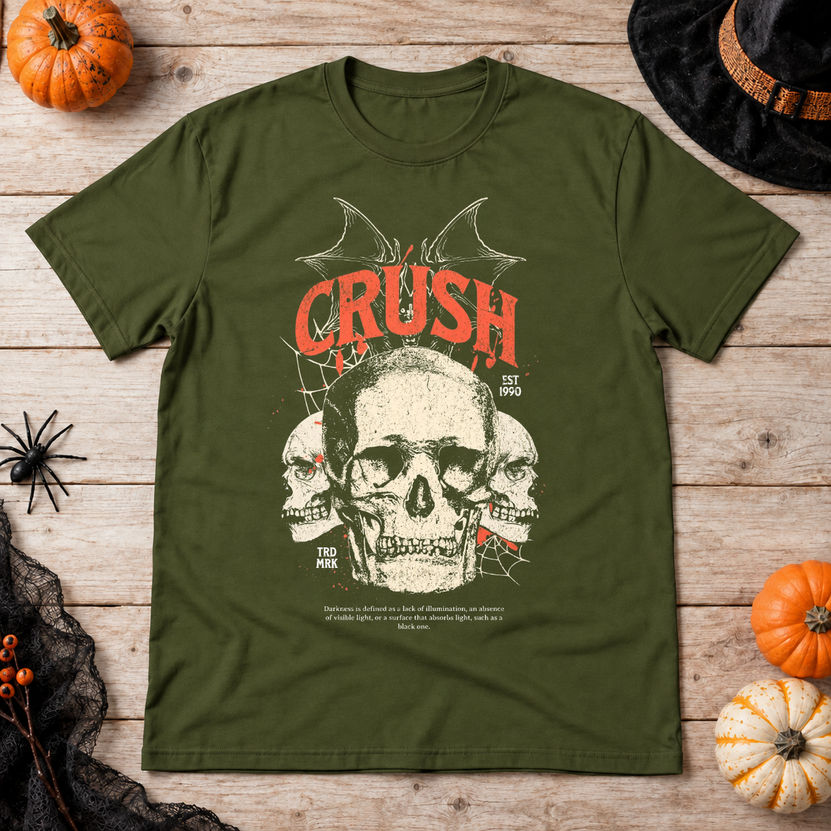 Crush T-Shirt – Dark Editorial Graphic Design Graphic Tee - Color: military green