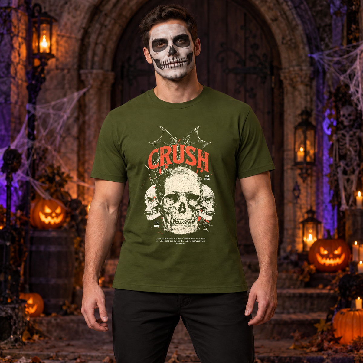 Crush T-Shirt – Dark Editorial Graphic Design Graphic Tee - Color: military green