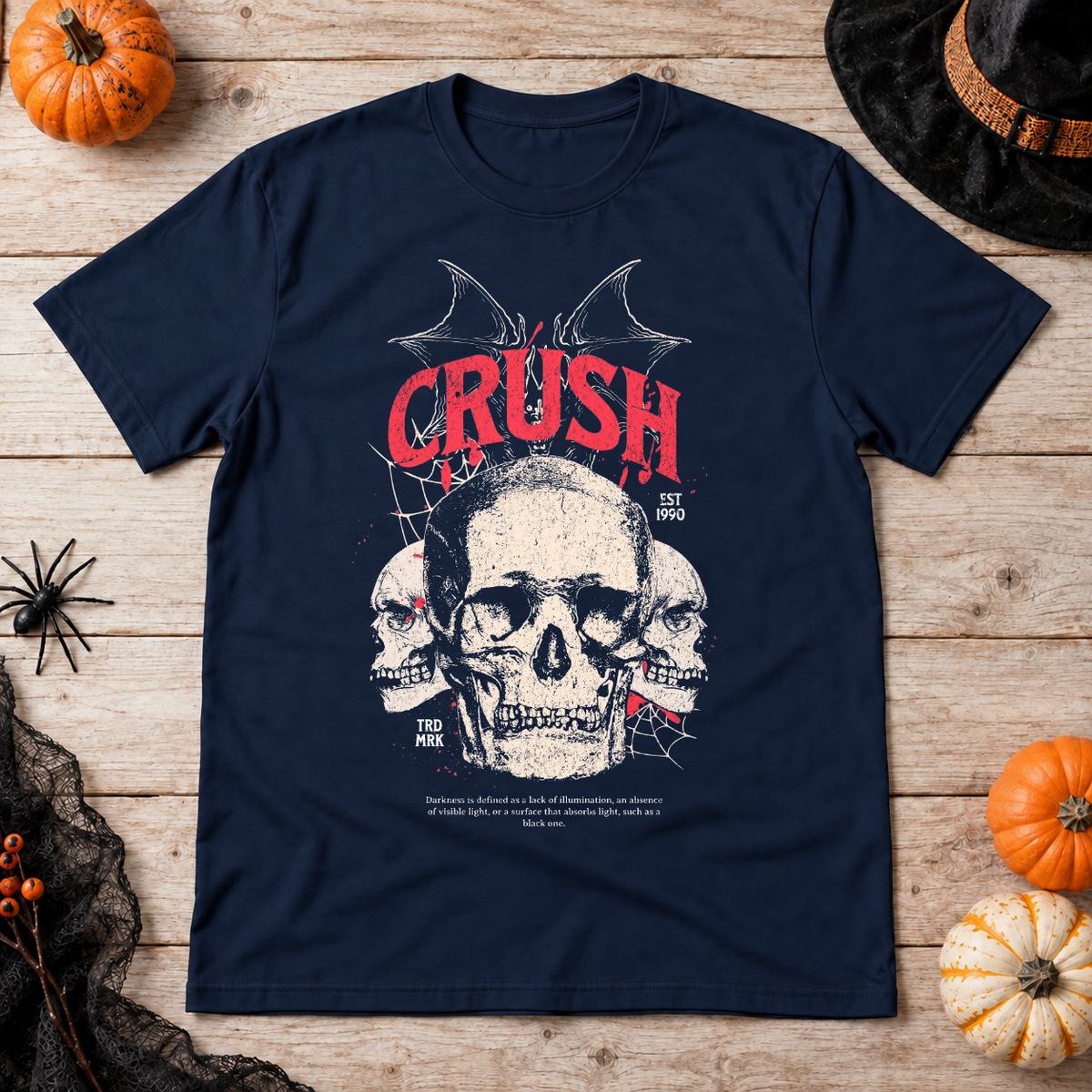 Crush T-Shirt – Dark Editorial Graphic Design Graphic Tee - Color: navy