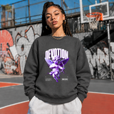 Cupid Devotion Sweatshirt – Religious Imagery Collage Graphic Sweatshirt - Color: dark heather