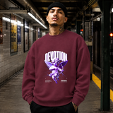 Cupid Devotion Sweatshirt – Religious Imagery Collage Graphic Sweatshirt - Color: maroon
