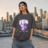 Cupid Devotion T-Shirt – Religious Imagery Collage Graphic Tee - Color: Charcoal