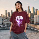 Cupid Devotion T-Shirt – Religious Imagery Collage Graphic Tee - Color: Maroon