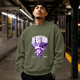 Cupid Devotion T-Shirt – Religious Imagery Collage Graphic Tee - Color: military green