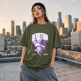 Cupid Devotion T-Shirt – Religious Imagery Collage Graphic Tee - Color: Millitary Green