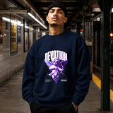 Cupid Devotion T-Shirt – Religious Imagery Collage Graphic Tee - Color: navy