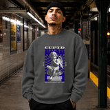 Cupid Hush Statue T-Shirt – Religious Imagery Collage Graphic Tee - Color: dark heather